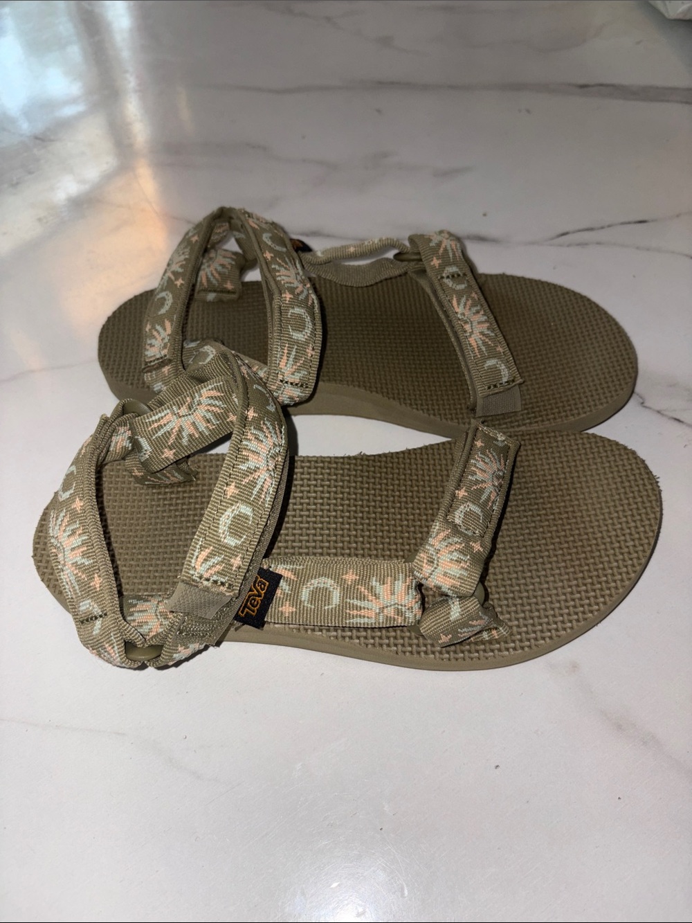 Teva Olive Green Strappy Sandals with Light Floral Accents - Picture 2 of 5